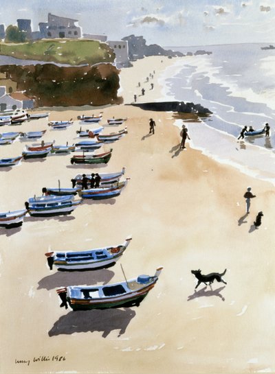 Boats on the Beach, 1986 by Lucy Willis